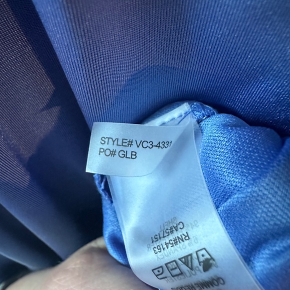 NWOT Padded Shoulder Ruched Jersey Dress In Periwinkle - 10 - Picture 4 of 7